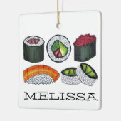 食日本の食転が寿司さけニギリ辛マグロ セラミックオーナメント (左)