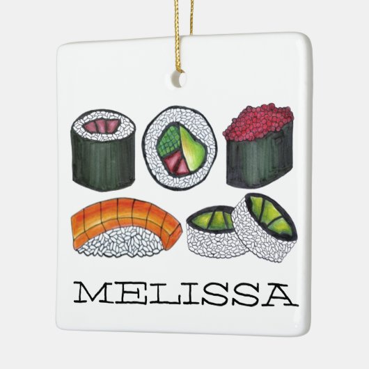 食日本の食転が寿司さけニギリ辛マグロ セラミックオーナメント (左)