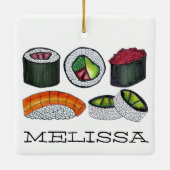 食日本の食転が寿司さけニギリ辛マグロ セラミックオーナメント (裏面)