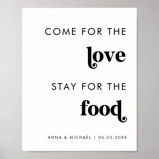 食来品レトロおもしろいのサインに対する愛の結婚滞在 ポスター (正面)