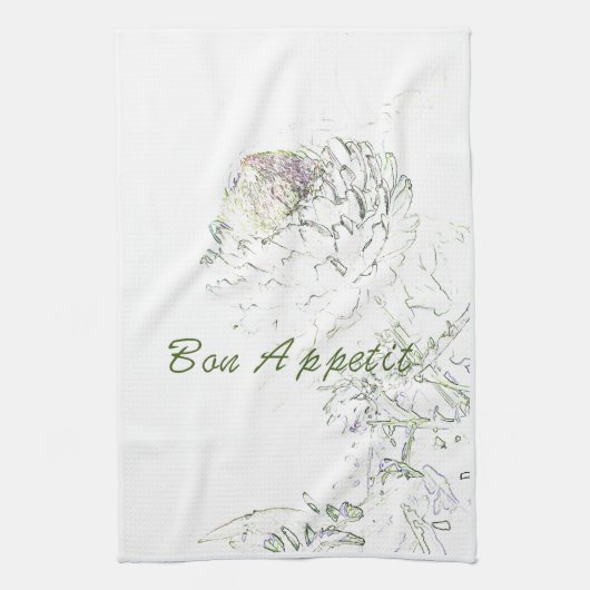 食欲をそそるアーティチョーク キッチンタオル (縦)