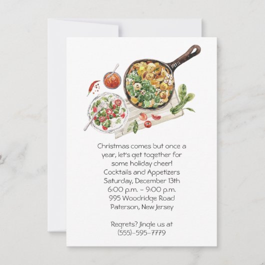 食欲をそそるフードクリスマスパーティの招待状 招待状 (正面)