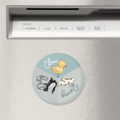 食洗機かわいい動物きれいな汚れた走の料理 マグネット (インサイチュ (食洗機))