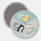 食洗機かわいい動物きれいな汚れた走の料理 マグネット (正面/裏面)