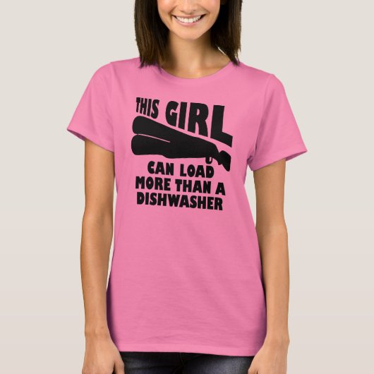 食洗機のおもしろTシャツより多くに荷を積んで下さい Tシャツ (正面)