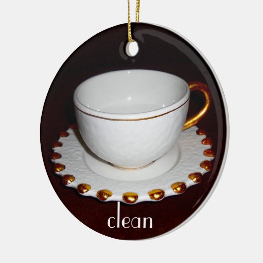 食洗機のためのきれいなか汚れた皿の印 セラミックオーナメント (左)