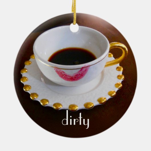 食洗機のためのきれいなか汚れた皿の印 セラミックオーナメント (裏面)