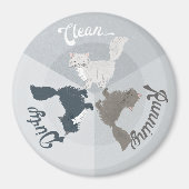 食洗機クリーンランニングダーティーな猫のかわいい マグネット (正面)