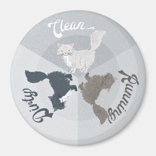 食洗機クリーンランニングダーティーな猫のかわいい マグネット (正面)