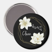 食洗機クリーン汚いマグノリアエレガント花 マグネット (正面/裏面)