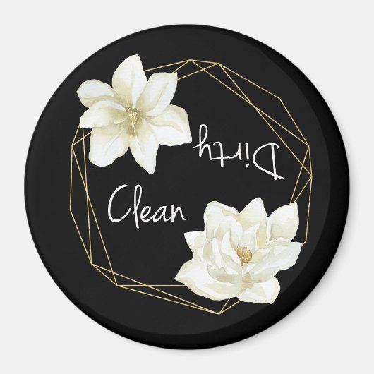 食洗機クリーン汚いマグノリアエレガント花 マグネット (正面)