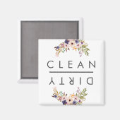 食洗機クリーン汚れたフローラ マグネット (正面/裏面)