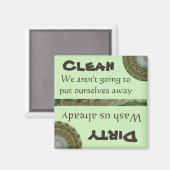 食洗機クリーン汚れマグネットグリーンおもしろい芸術的 マグネット (正面/裏面)