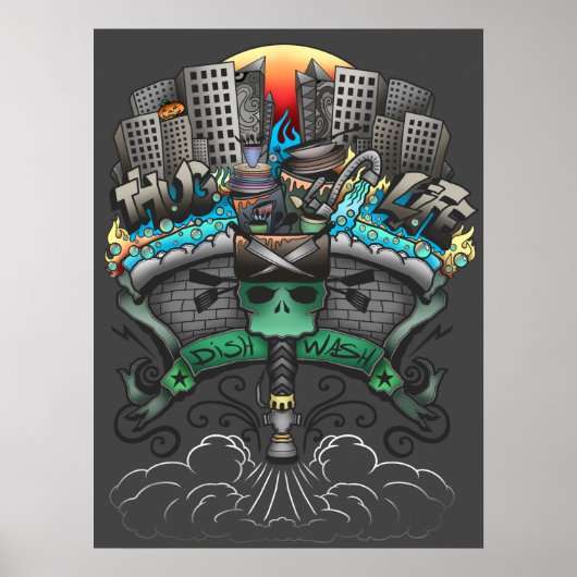 食洗機グラフィティスケッチ ポスター (正面)