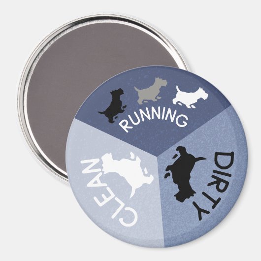 食洗機マグネットブルー走ドッグのクリーン汚れ マグネット (正面/裏面)