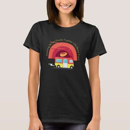 食物が人々を集めるフードトラックの料理 Tシャツ (正面)