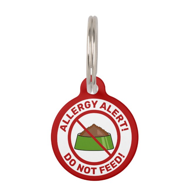 食物とアレルギー警告の漫画の犬丼 ペット　ネームタグ (正面)