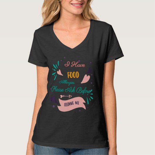 食物アレルギーお願いユーモア頼のことわざ Tシャツ (正面)