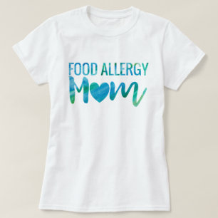 食物アレルギーのお母さんの水彩画のタイポグラフィの認識度 Tシャツ