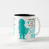 食物アレルギーのすごいお母さんのティール（緑がかった色）のシルエット ツートーンマグカップ (正面右)