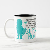 食物アレルギーのすごいお母さんのティール（緑がかった色）のシルエット ツートーンマグカップ (左)