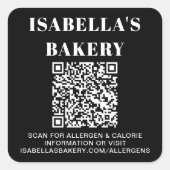 食物アレルギーのカロリー情報QRコード スクエアシール (正面)