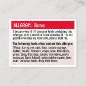 食物アレルギーのレストランカ警告ードアレルゲンカード 名刺 (正面)