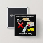 食物アレルギーの乳製品アレルギーボタン 缶バッジ (正面&裏面)