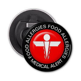 食物アレルギーの医療警告キーチェーン 栓抜き