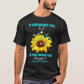 食物アレルギーもし認識度神様がWへ Tシャツ