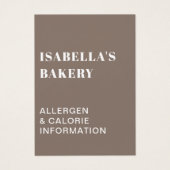 食物アレルギーカロリー情報QRコードカード (正面)