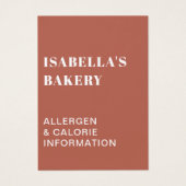 食物アレルギーカロリー情報QRコードカード (正面)