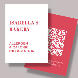 食物アレルギーカロリー情報QRコードカード