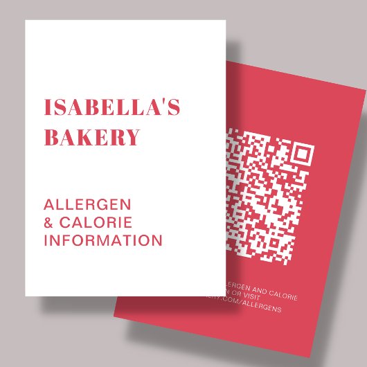 食物アレルギーカロリー情報QRコードカード