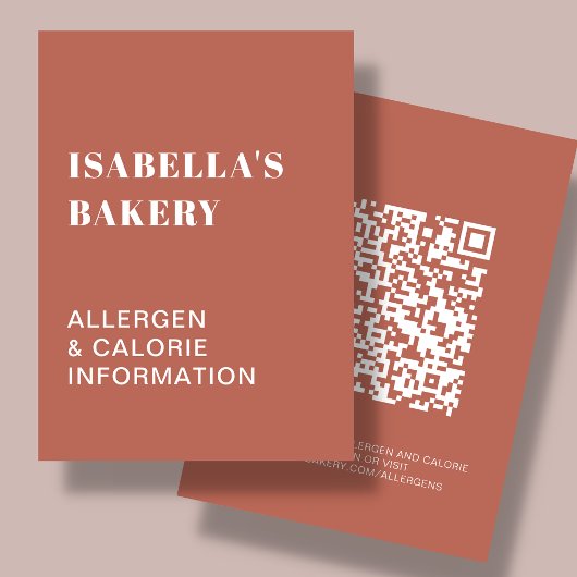 食物アレルギーカロリー情報QRコードカード