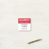 食物アレルギーパーソナライズされた警報連絡緊急時 ポストイット (デスク上)
