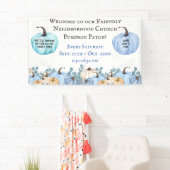 食物アレルギーフレンドリーティール(緑がかった色)かぼちゃパッチ 横断幕 (インサイチュ)