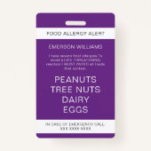 食物アレルギー医療警報連絡緊急 バッジ (正面)