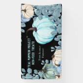 食物アレルギー対応 ティールパンプキン ブラック背景 横断幕 (縦)