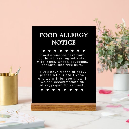 食物アレルギー徴候 アクリルサイン (ウェディング)