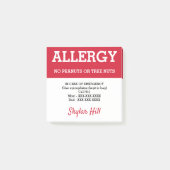 食物アレルギー警告カスタマイズ緊急連絡先 ポストイット (正面)