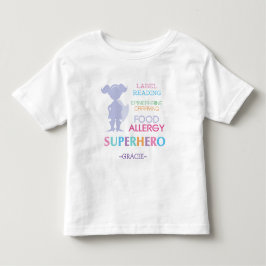 食物アレルギー警告スーパーヒロイン女子Tシャツ トドラーTシャツ