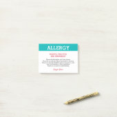 食物アレルギー警告 レストラン 個人用 ティール ポストイット (デスク上)