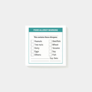 食物アレルギ警告ーの、アレルゲンの注を投稿 ポストイット