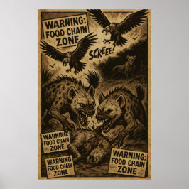 食物連鎖ゾーン警告アート ポスター