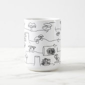 食用のきのこのメドレーのスケッチのマグ コーヒーマグカップ (中央)