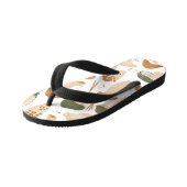 食用キノコのリノカットヴィンテージパターン キッズビーチサンダル (アングル)