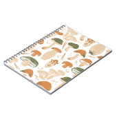 食用キノコのリノカットヴィンテージパターン ノートブック (左側)