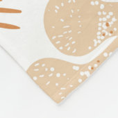 食用キノコのリノカットヴィンテージパターン フリースブランケット (角)