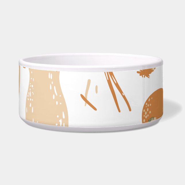 食用キノコのリノカットヴィンテージパターン ボウル (正面)